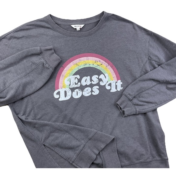 Wildfox Tops - Wildfox Sweatshirt Women Sz M Pullover Rainbow Statement Easy Does It Loose Fit